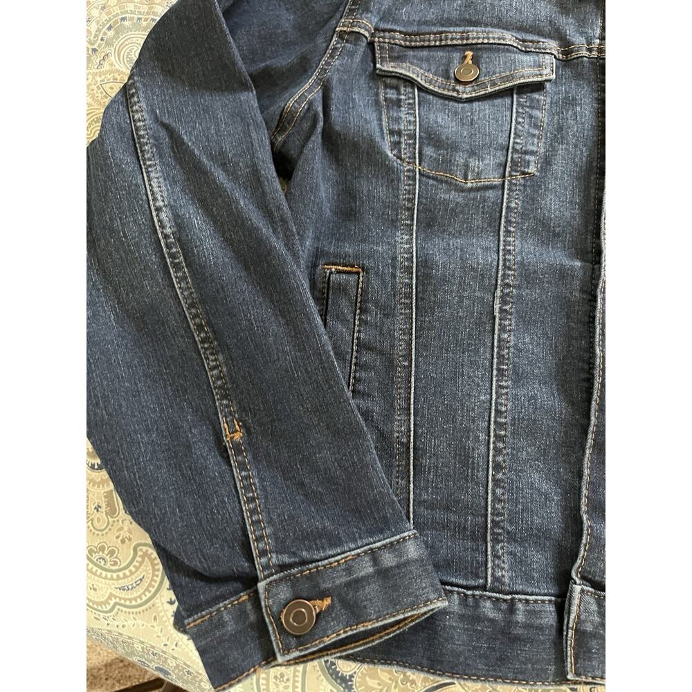 Custom Embroidered Denim Jacket Time & Tru XL Boho Mushroom Garden Fern Design - Picture 6 of 7